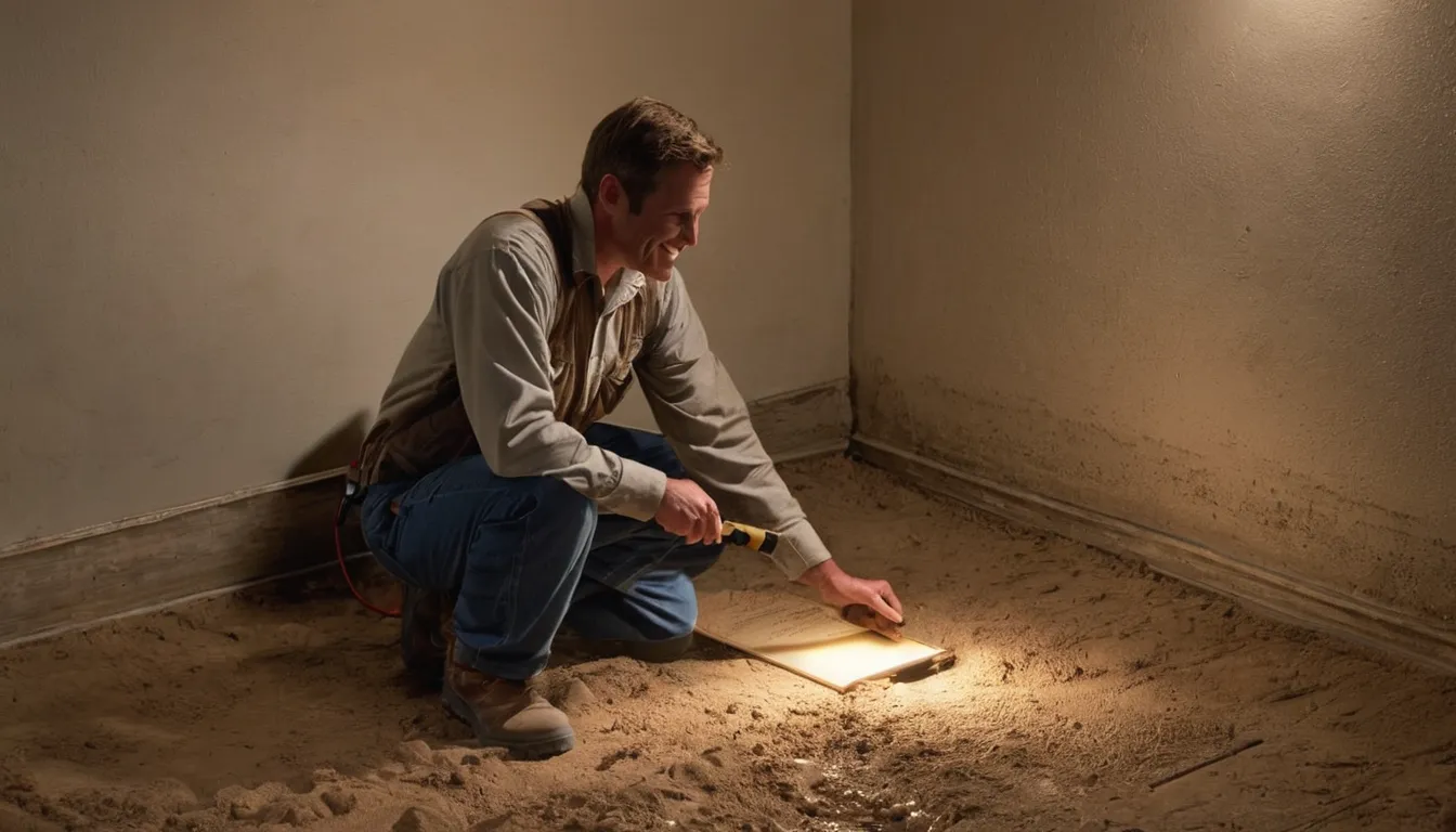 A local termite provider inspecting a basement beam in a Crestwood home